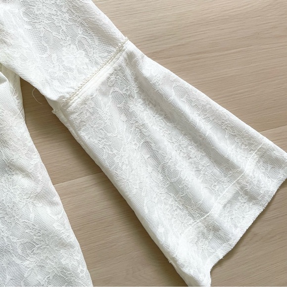 J KOO designer lace bell sleeve button up shirt blouse xs - Picture 5 of 8